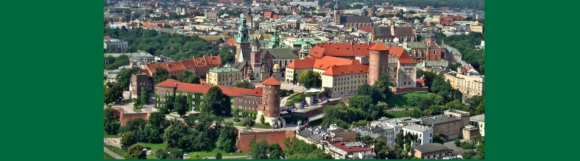 Aerial view of Kraków old town.